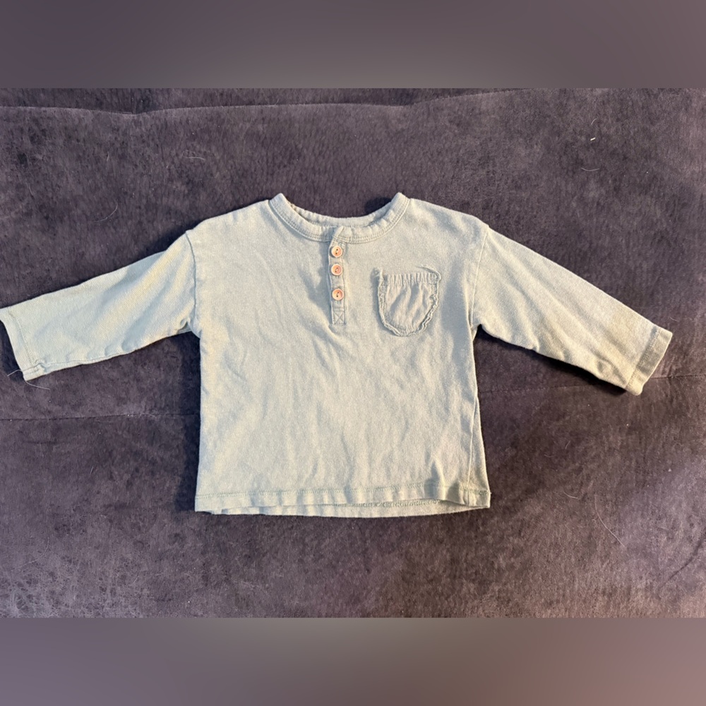 Zara Pale Mint Green Long-Sleeve Top with Pocket